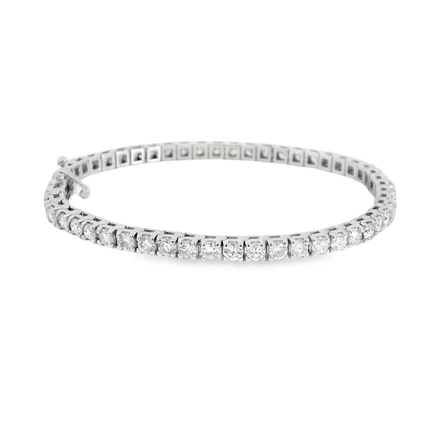 14K White Gold 5.74 Carat Natural Diamond Tennis Bracelet