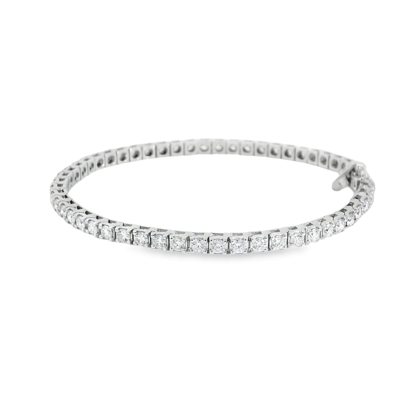 14K White Gold 3.34 Carat Natural Diamond Tennis Bracelet