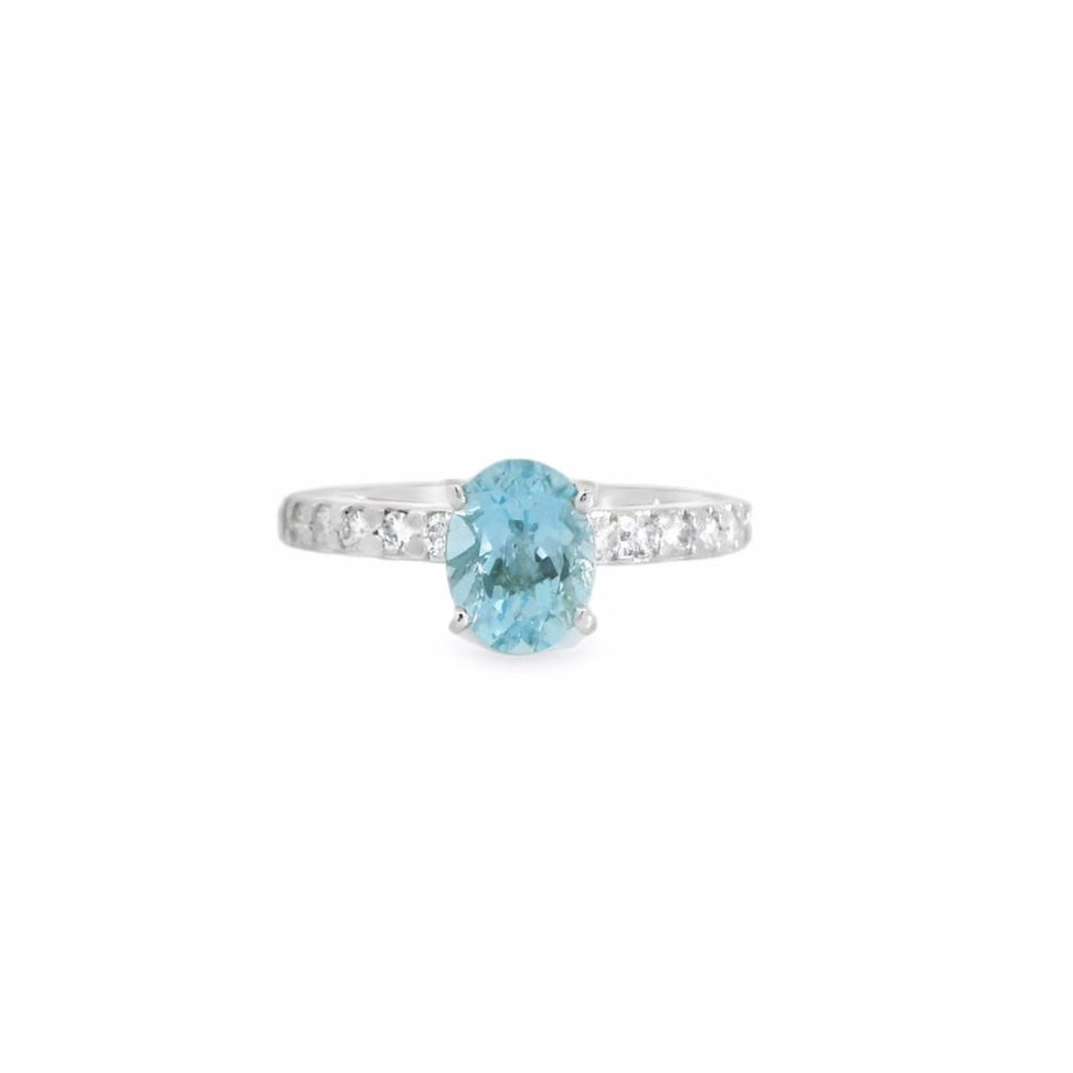 Platinum Aquamarine & Diamond Ring