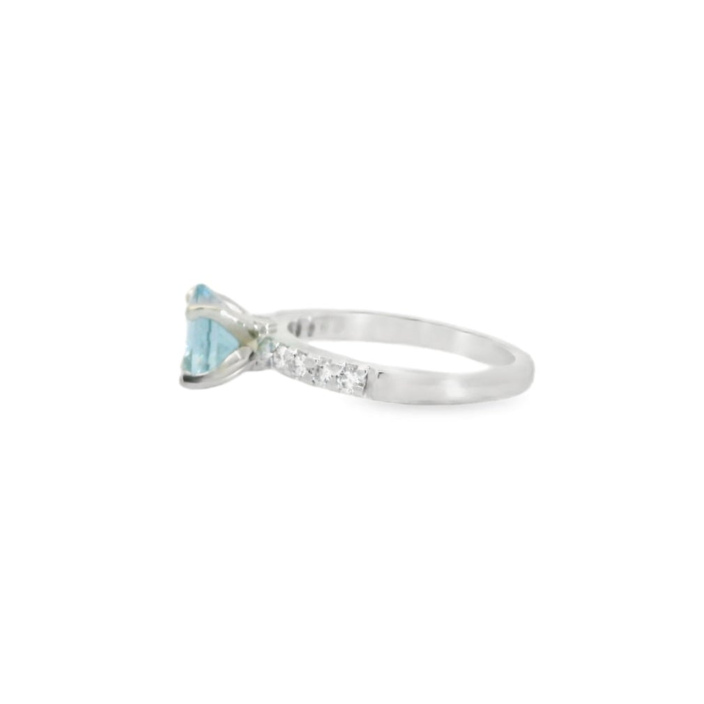 Platinum Aquamarine & Diamond Ring