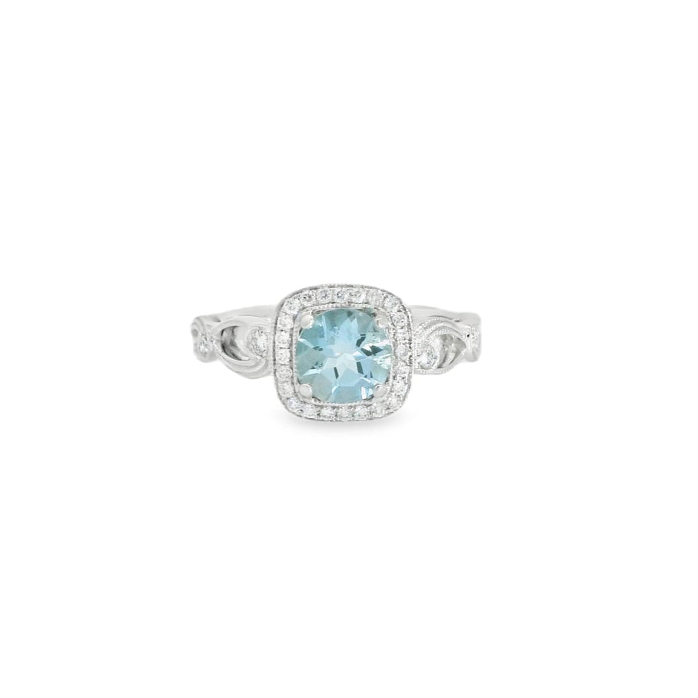 18K White Gold Aquamarine & Diamond Ring