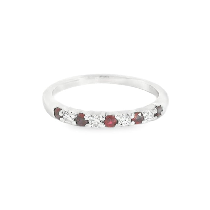14K White Gold Ruby & Diamond Ring