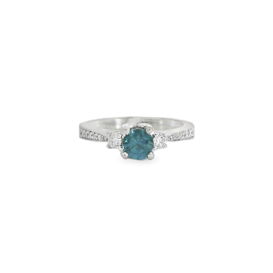 14K White Gold Montana Blue Sapphire & Diamond Ring