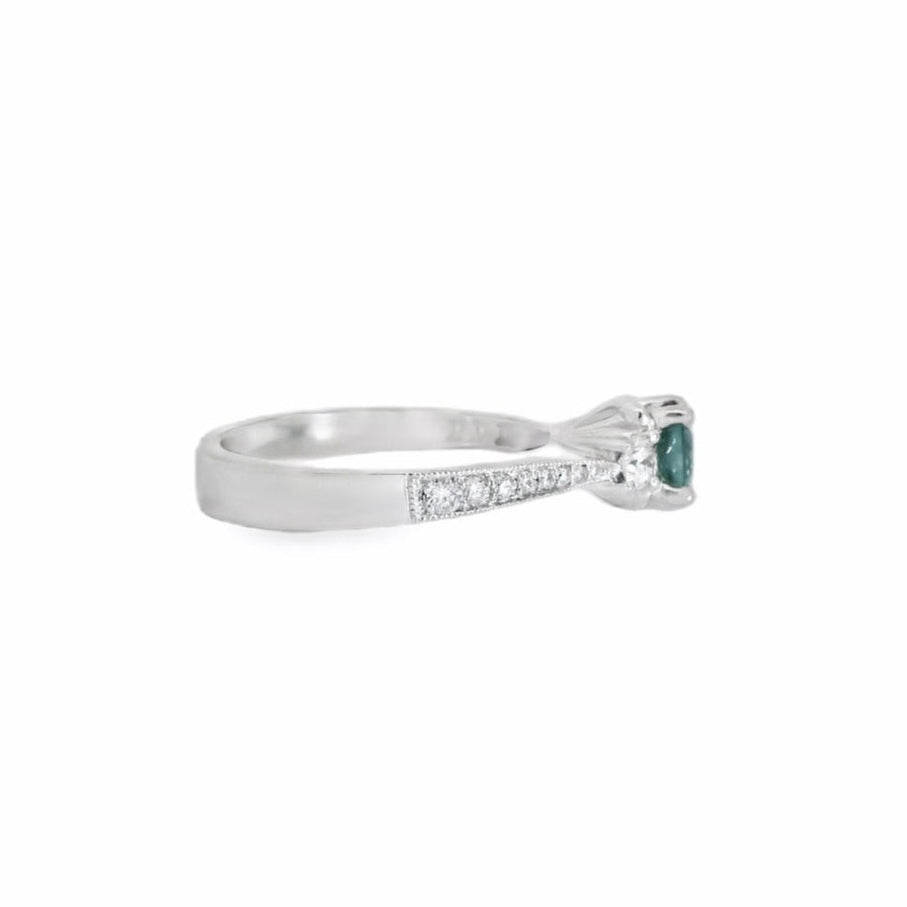 14K White Gold Montana Blue Sapphire & Diamond Ring