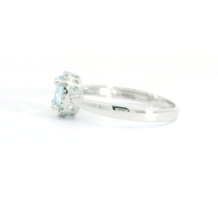 14K White Gold Aquamarine & Diamond Ring