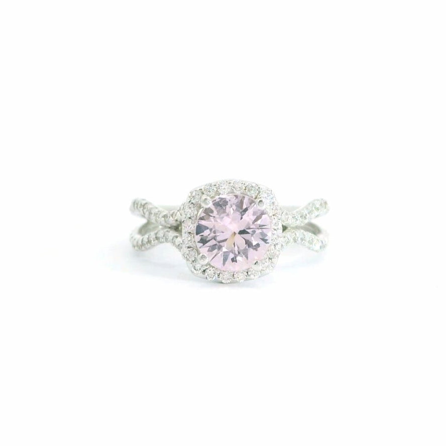 18K White Gold Pink Morganite & Diamond Ring