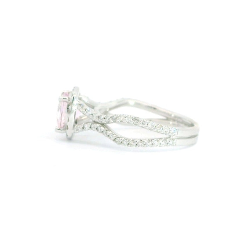 18K White Gold Pink Morganite & Diamond Ring