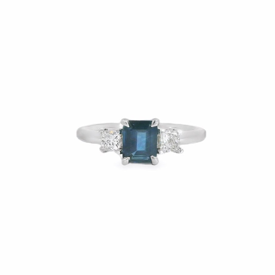 14K White Gold Sapphire & Diamond Ring