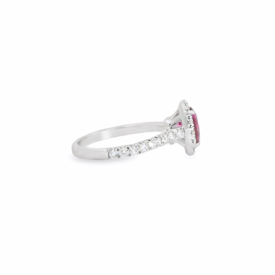 18K White Gold Pink Sapphire & Diamond Ring