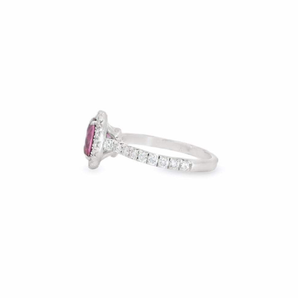 18K White Gold Pink Sapphire & Diamond Ring