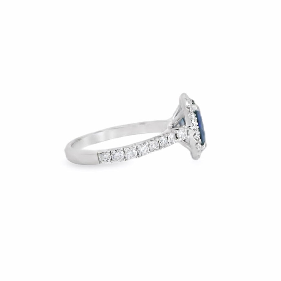 18K White Gold Sapphire & Diamond Ring