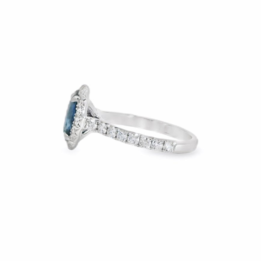 18K White Gold Sapphire & Diamond Ring