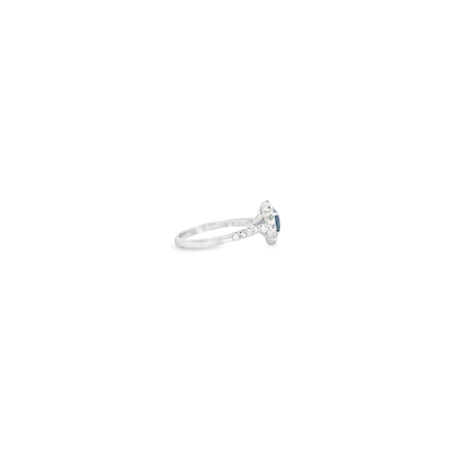 18K White Gold Blue Sapphire & Diamond Ring