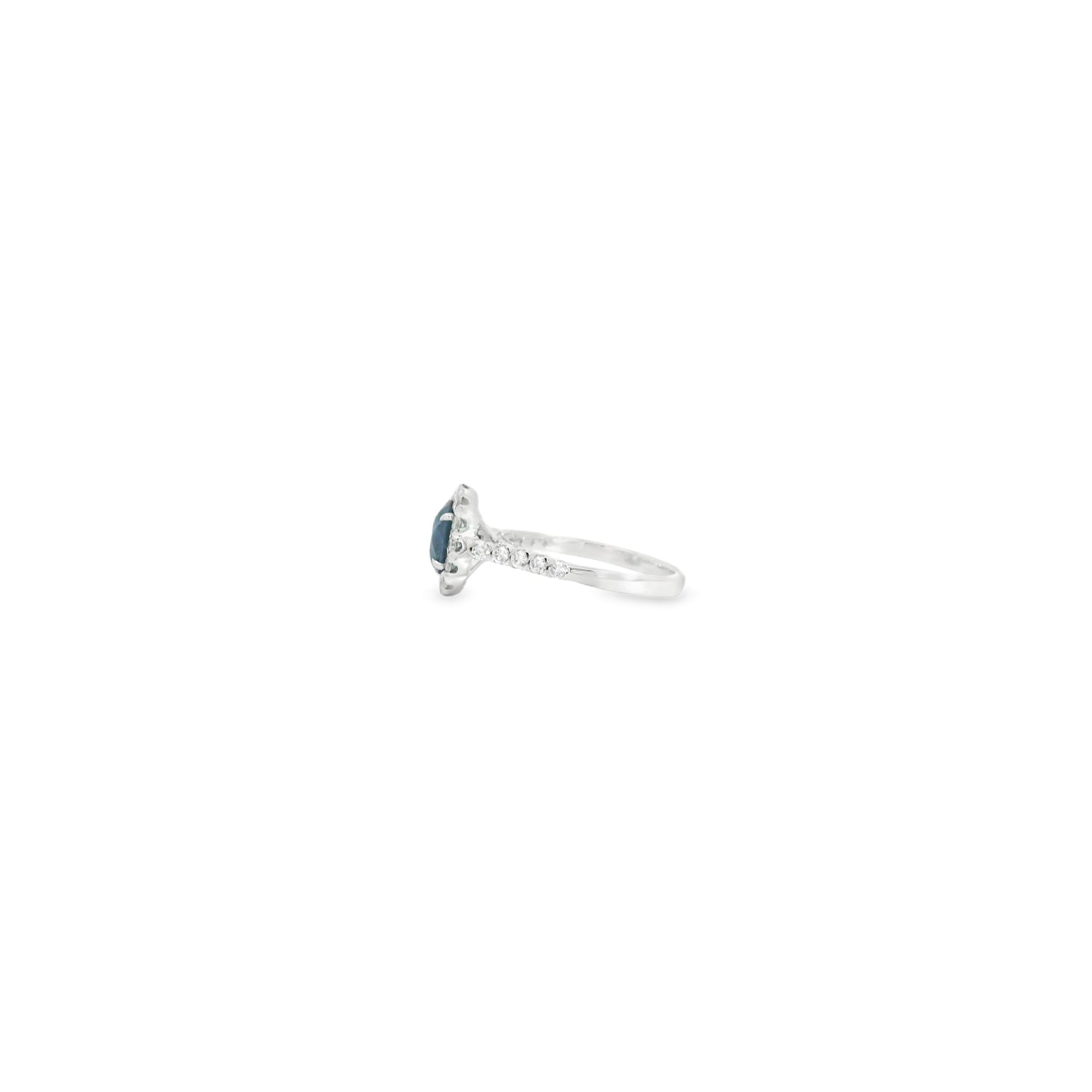 18K White Gold Blue Sapphire & Diamond Ring