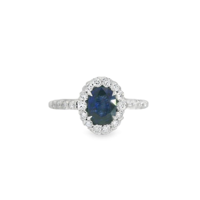 18K White Gold Sapphire & Diamond Ring