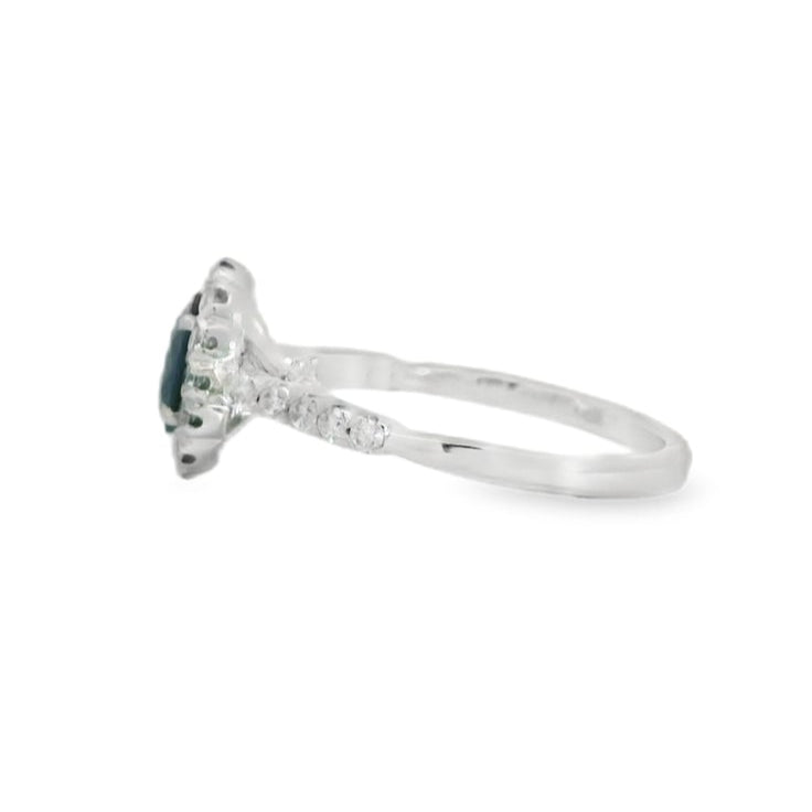 18K White Gold Sapphire & Diamond Ring