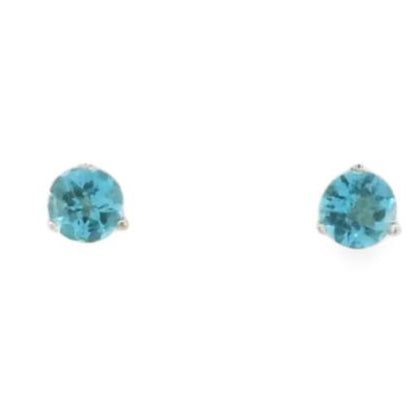 14K White Gold Swiss Blue Topaz Stud Earrings