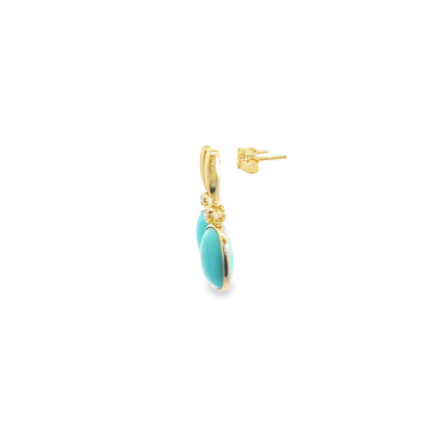 14K Yellow Gold Turquoise & Diamond Earrings
