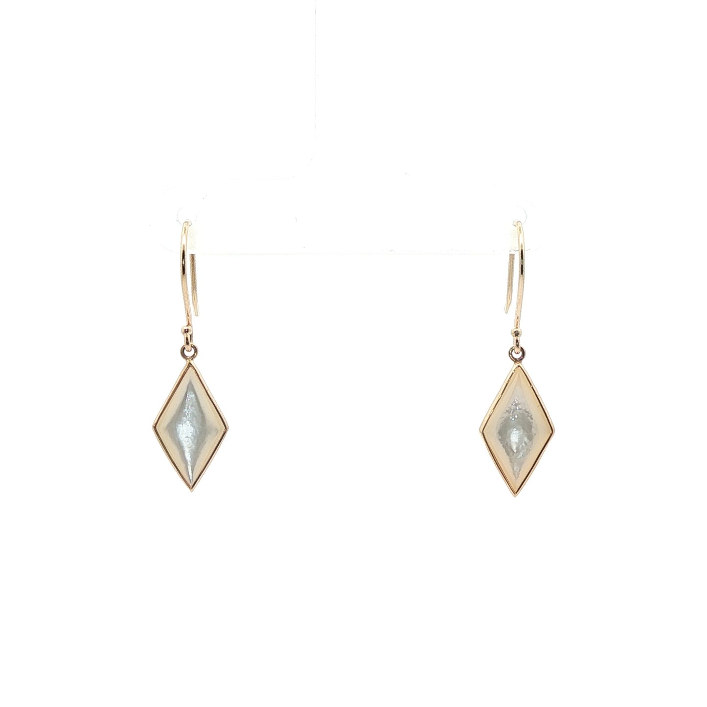 14K Yellow Gold Mother of Pearl Dangle Earrings