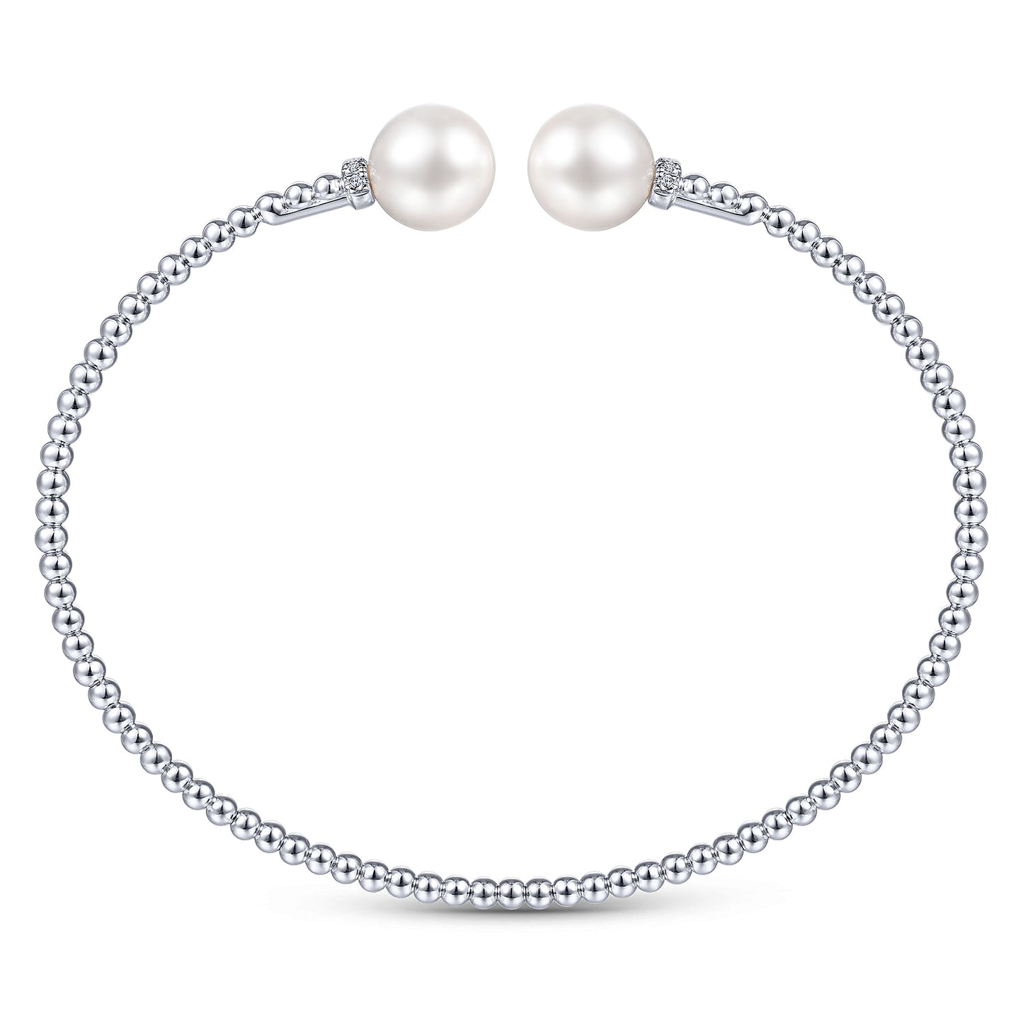 14K Gold Bujukan Diamond and Pearl Split Bangle