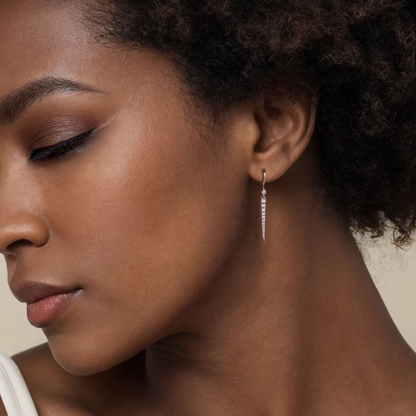 14K White Gold Peek A Boo Spike Diamond Earrings