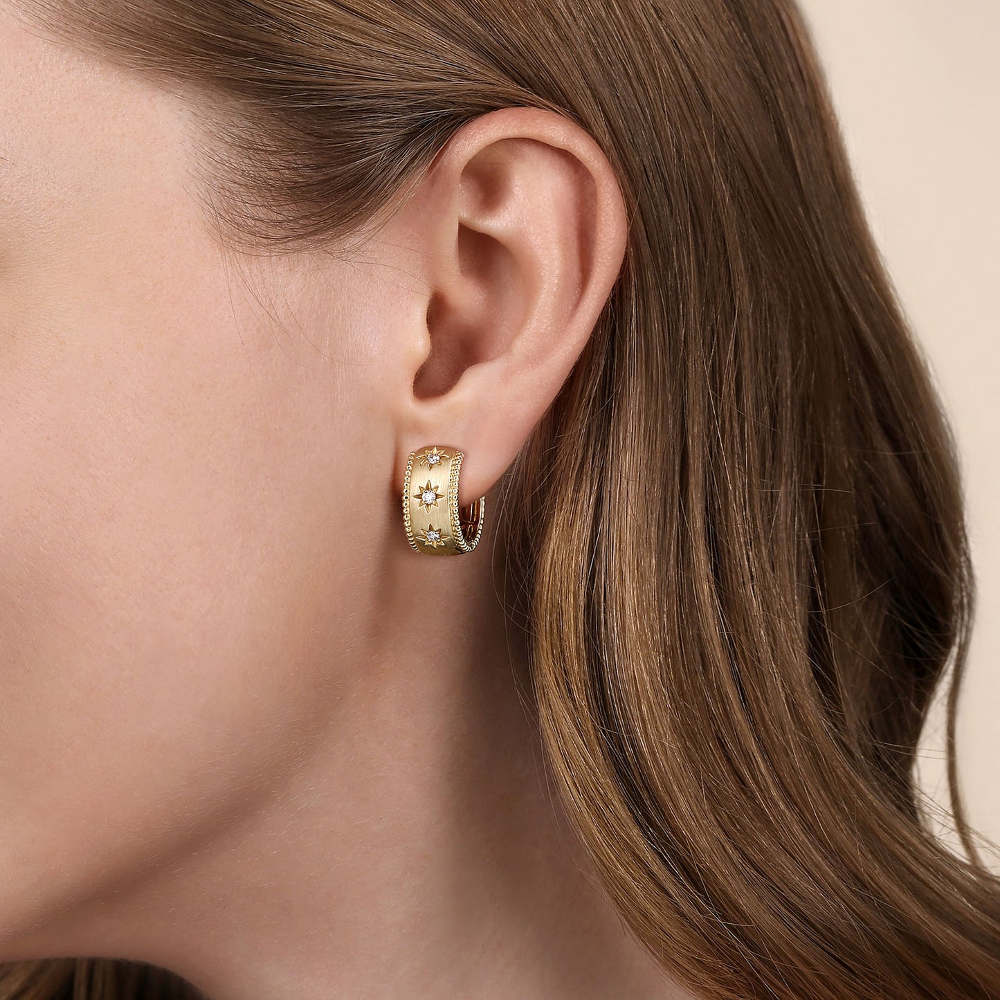 14K Yellow Gold Bujukan Diamond Huggy Earrings
