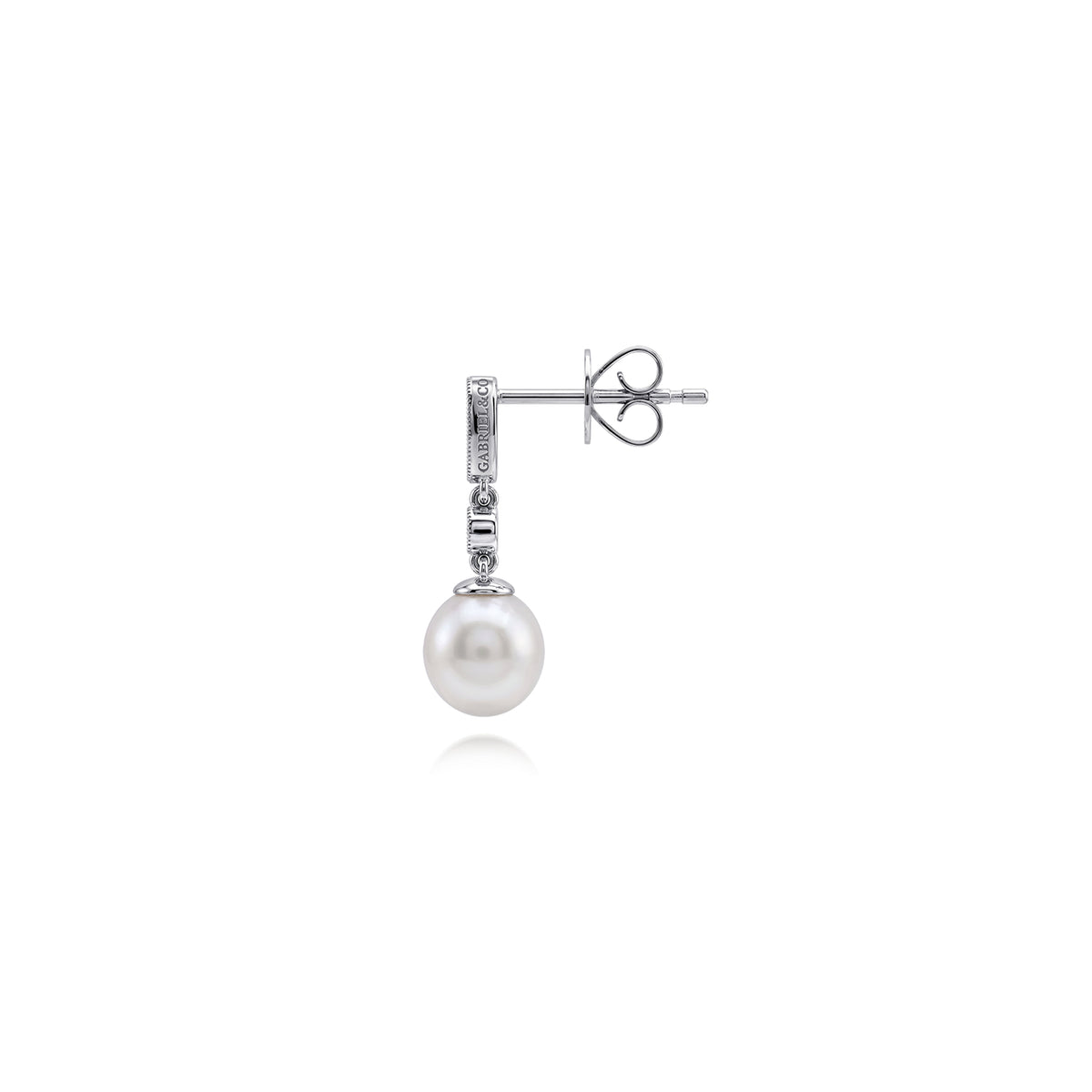 14K White Gold Pearl & Diamond Drop Earrings