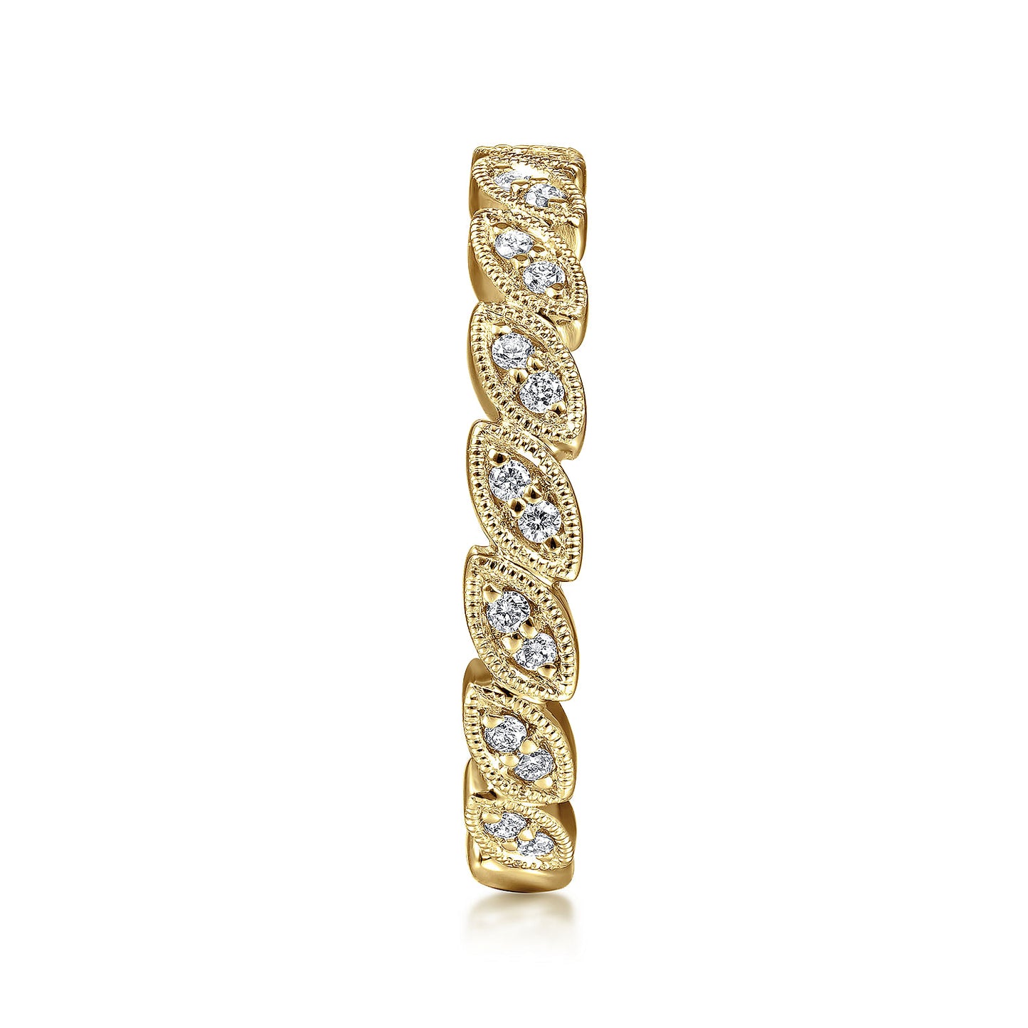 14K Yellow Gold Millgrained Marquise Stackable Diamond Ring
