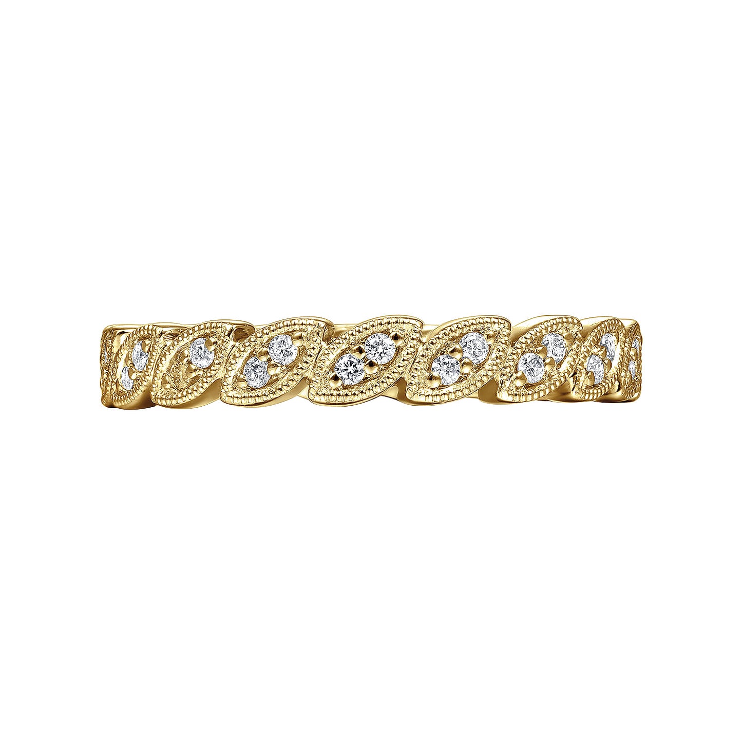 14K Yellow Gold Millgrained Marquise Stackable Diamond Ring