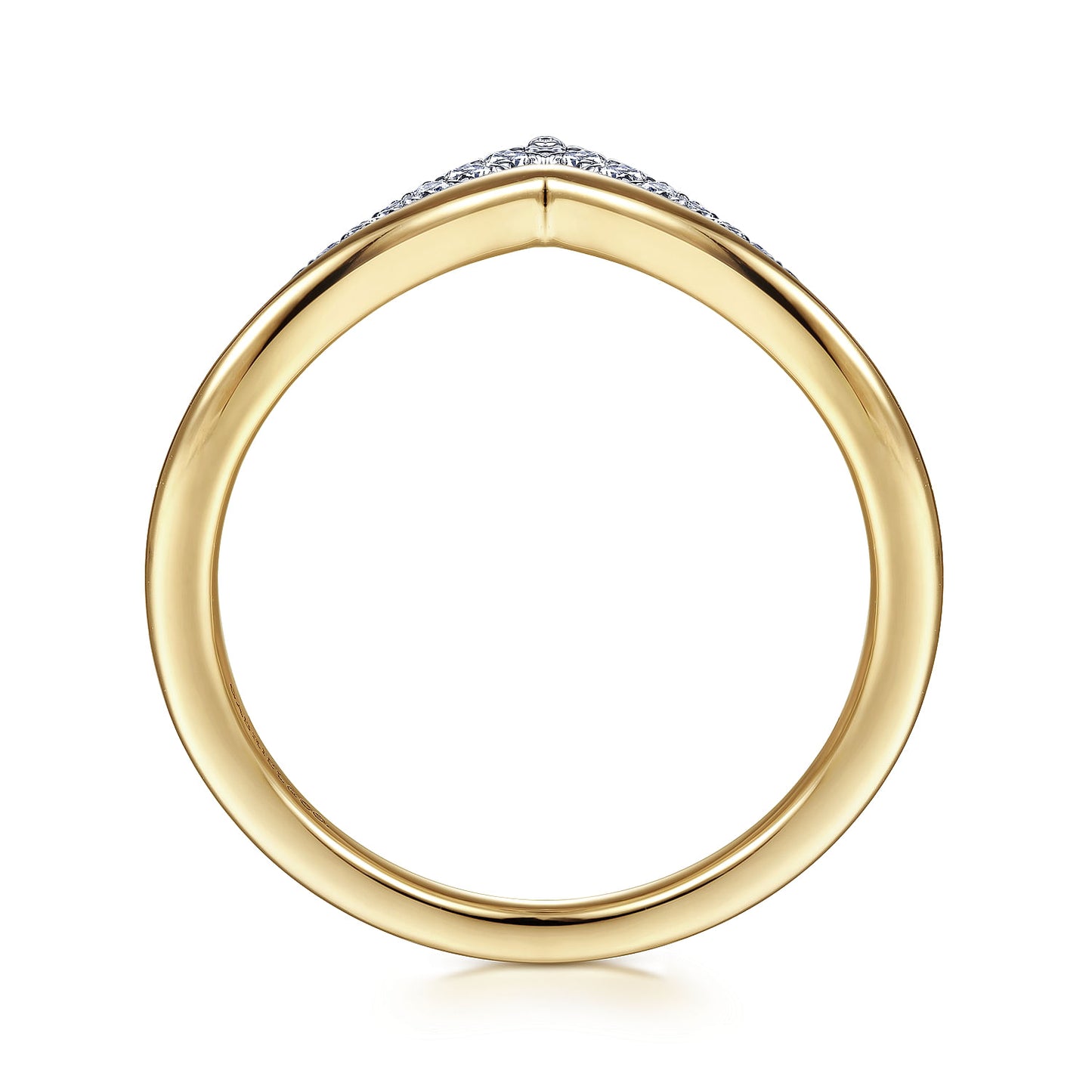 14K White-Yellow Gold Diamond Chevron Ring