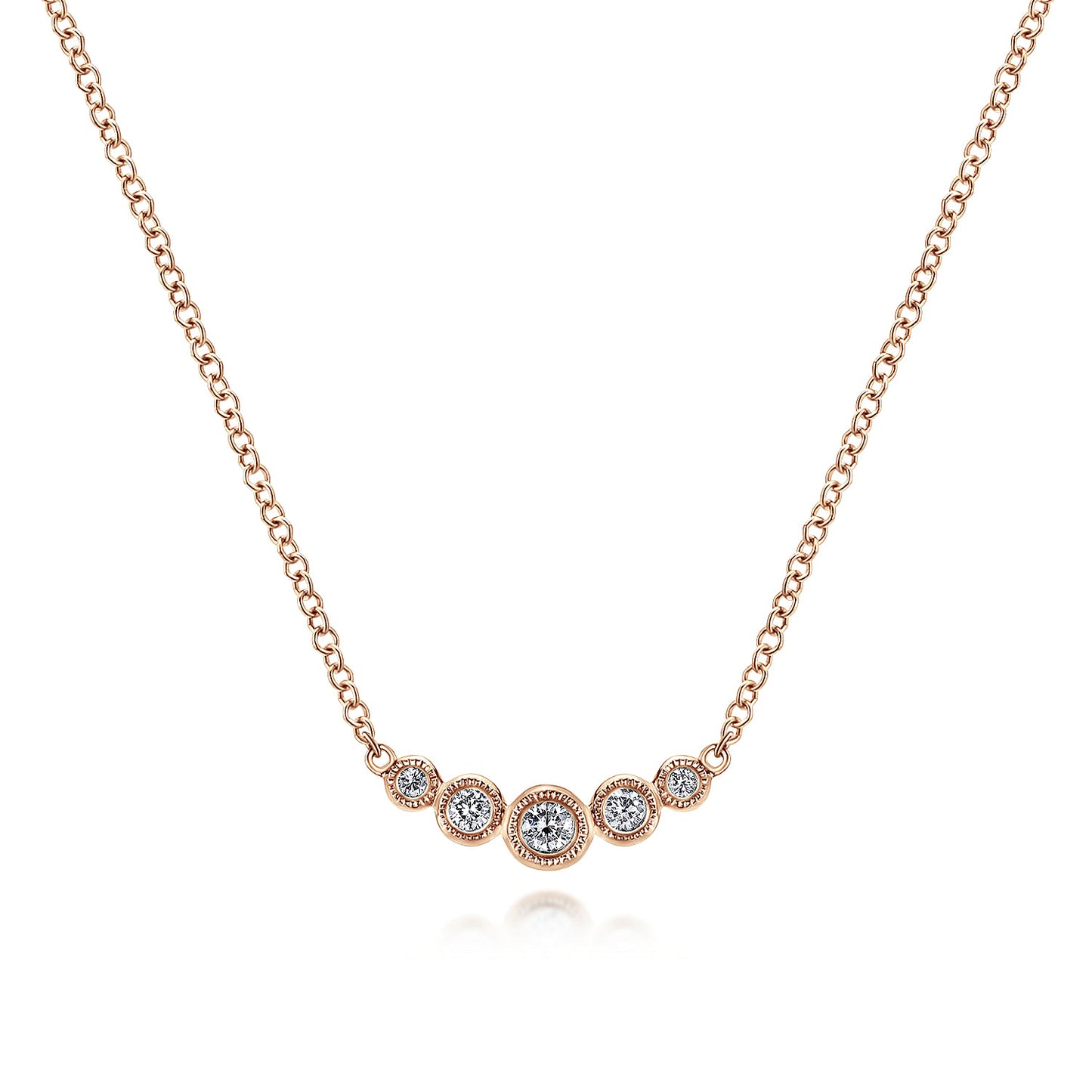 14K Gold Curved Diamond Bar Necklace