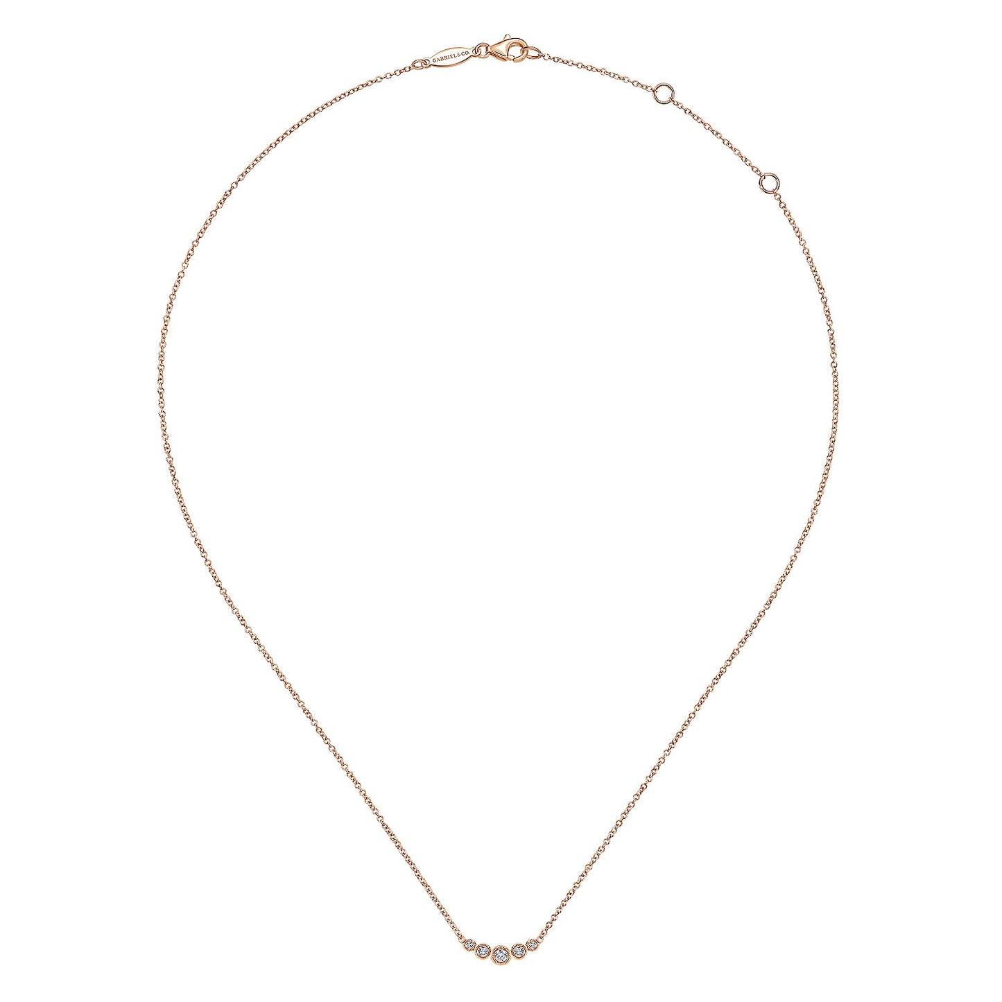 14K Gold Curved Diamond Bar Necklace