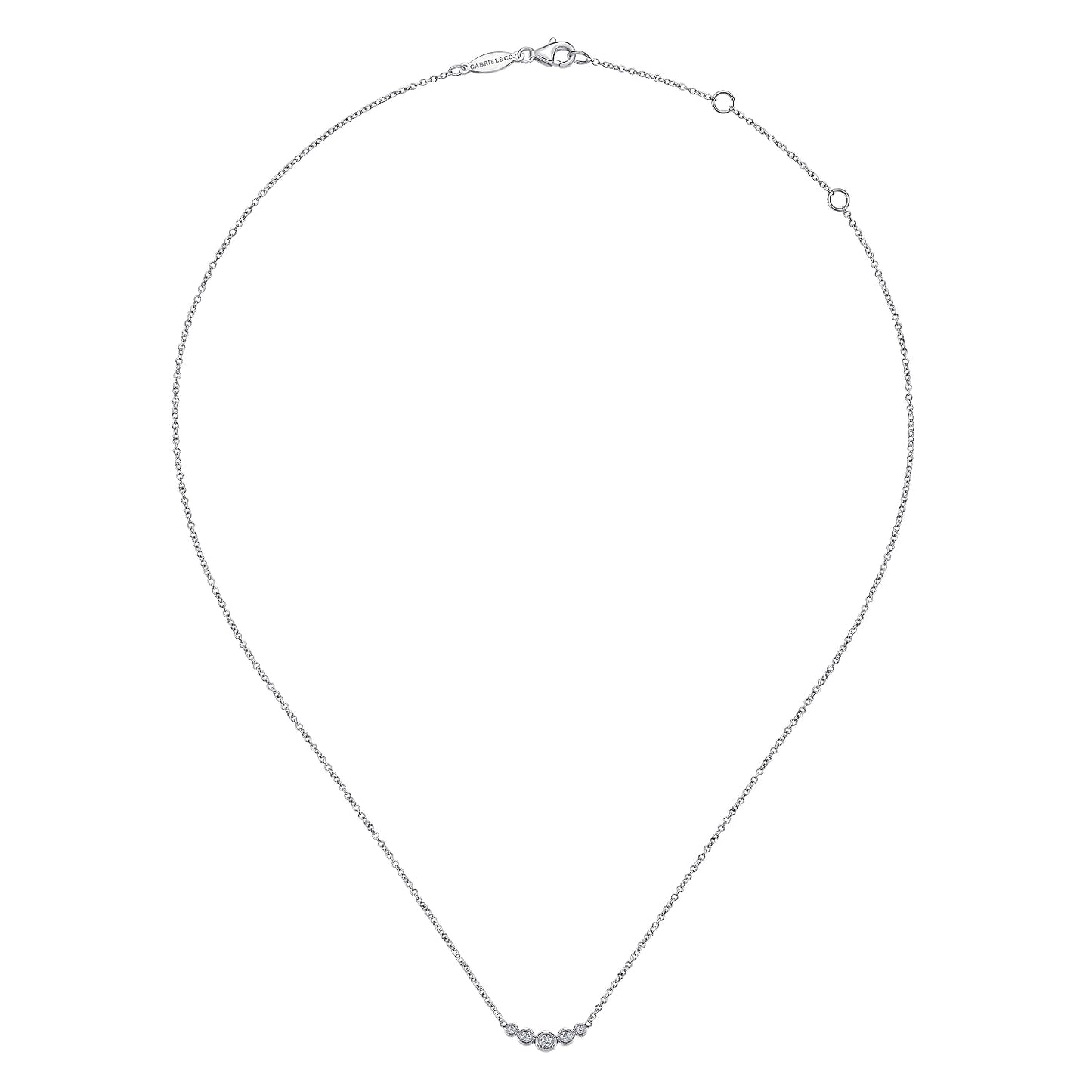 14K Gold Curved Diamond Bar Necklace