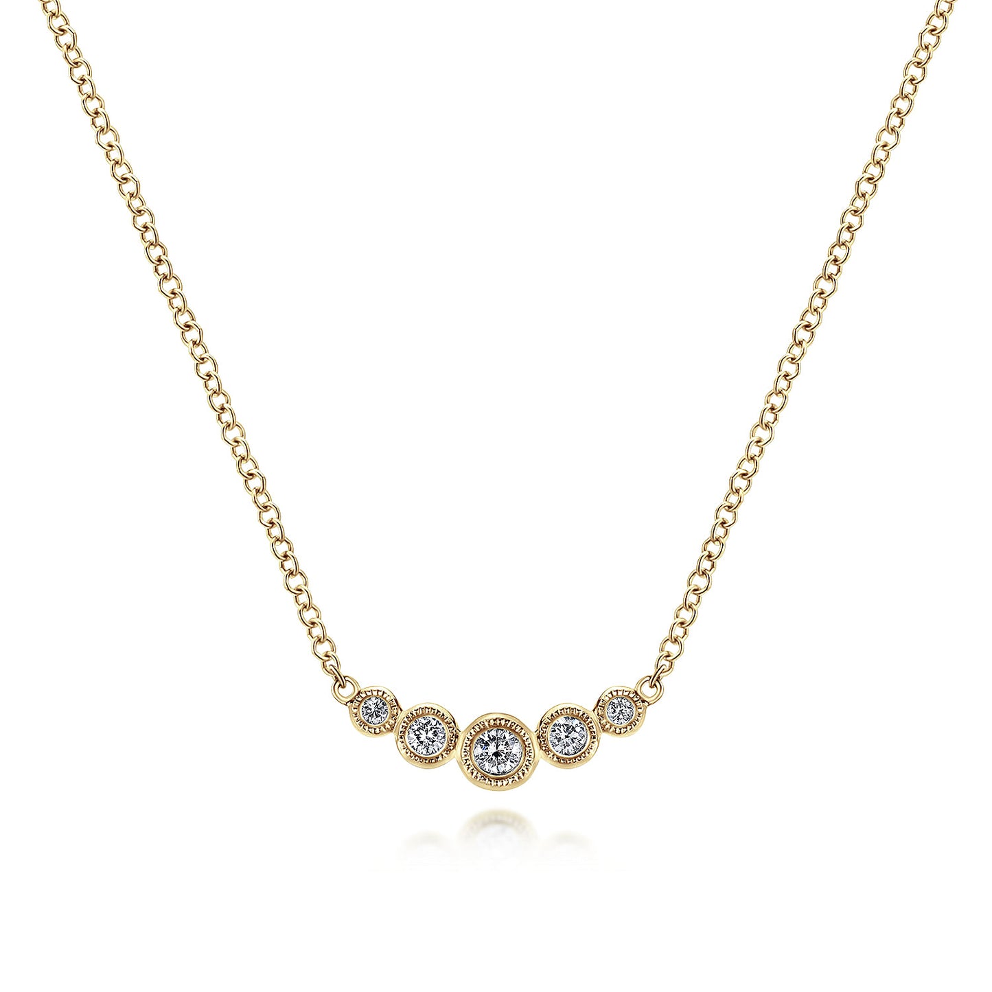 14K Gold Curved Diamond Bar Necklace