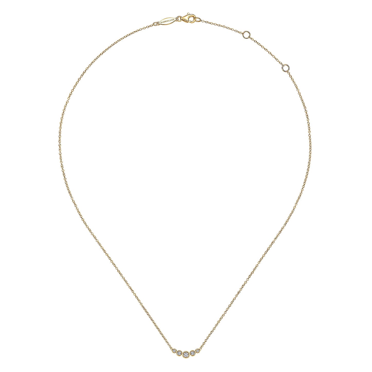 14K Gold Curved Diamond Bar Necklace