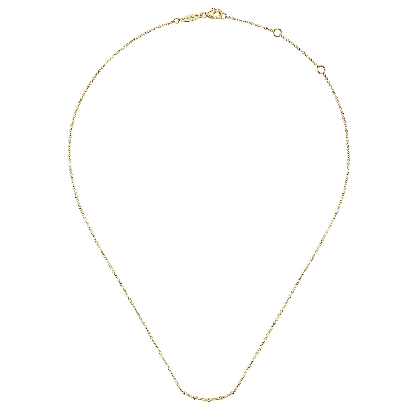 14K Yellow Gold Diamond Station Bar Necklace
