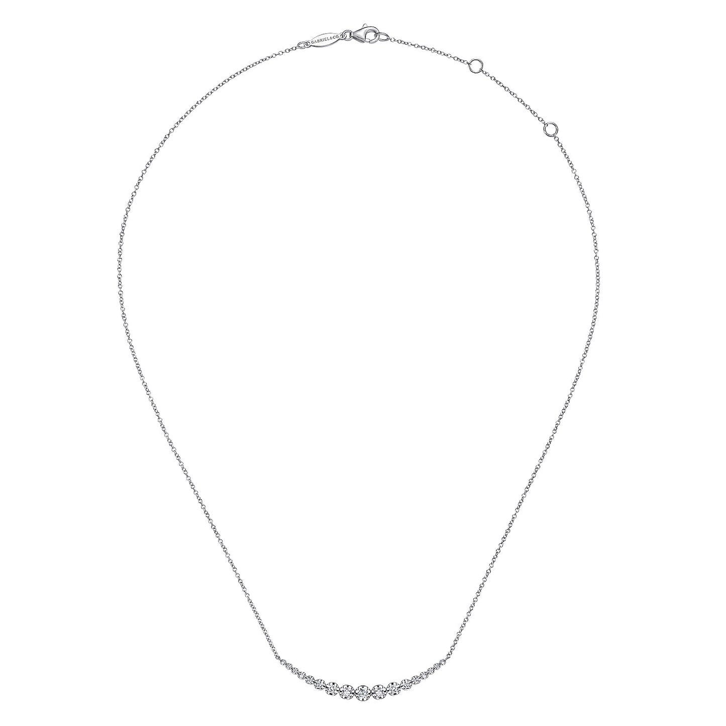 14K White Gold Diamond Curved Bar Necklace