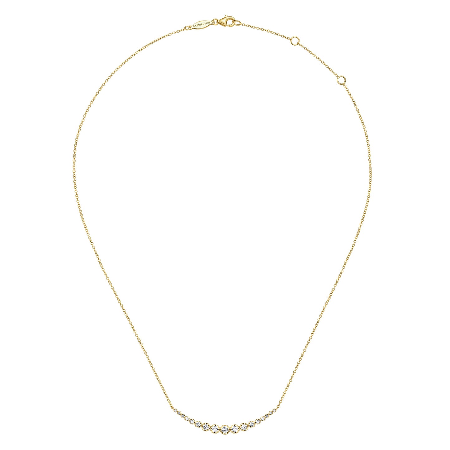 14K White Gold Diamond Curved Bar Necklace