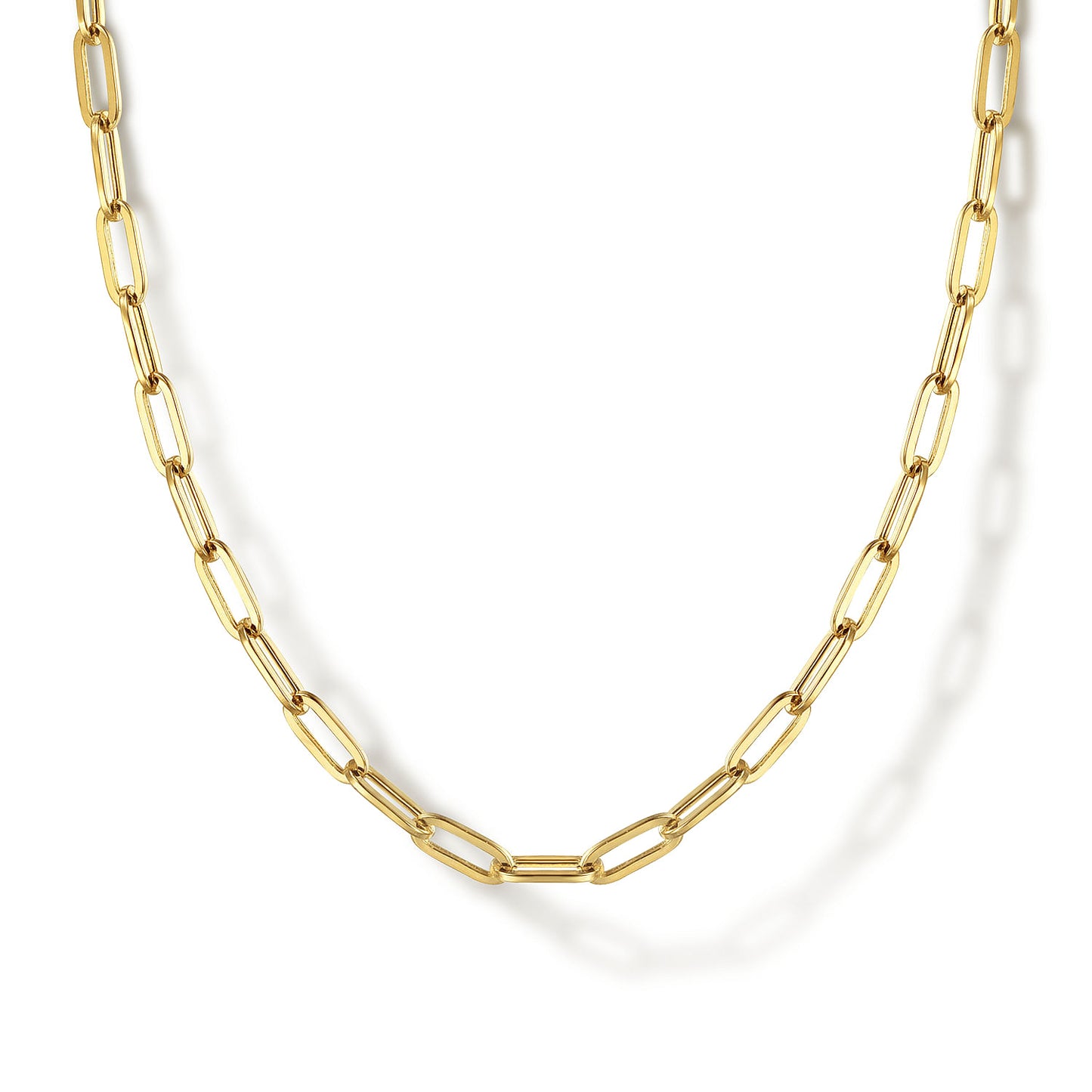 14K Gold Hollow Paper Clip Chain Necklace