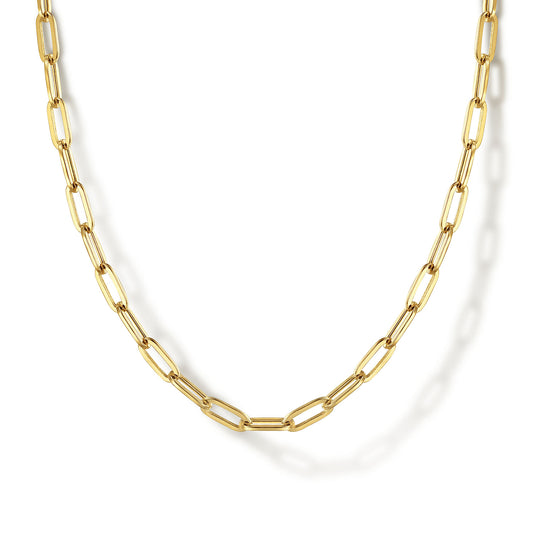 14K Gold Hollow Paper Clip Chain Necklace