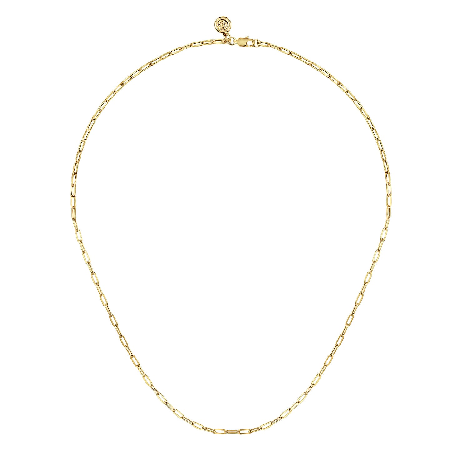 14K Gold Hollow Paper Clip Chain Necklace