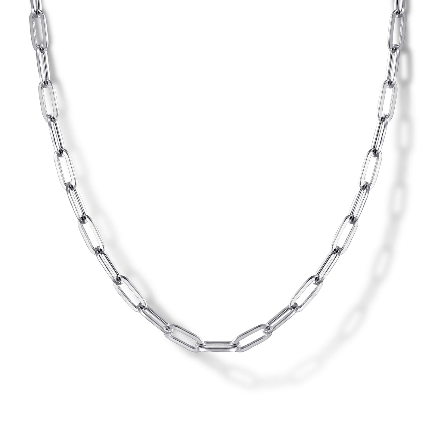 14K Gold Hollow Paper Clip Chain Necklace