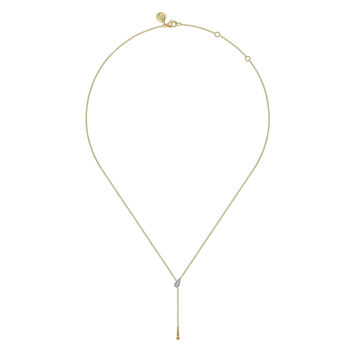 14K White & Yellow Gold Bujukan And Diamond Y Necklace
