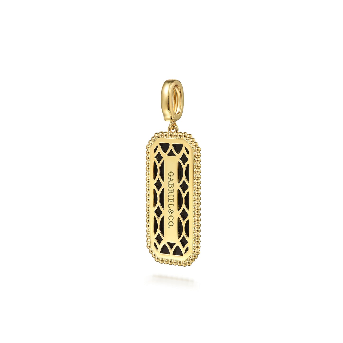 14K Yellow Gold Diamond and Onyx Bujukan Medallion Pendant