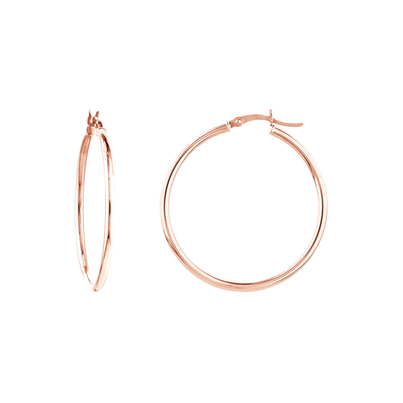 14K Yellow Gold 2mm x 35mm Polished Hoop Earrings - Available in Yellow, White, and Rose Gold (Copy)