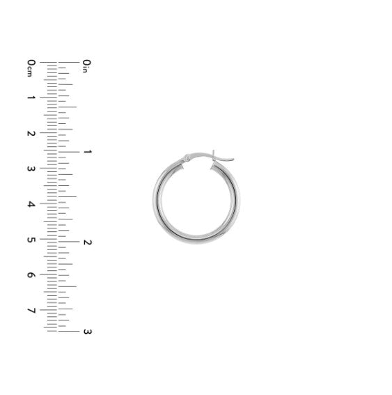 14K White Gold 3mm x 25mm Polished Hoop Earrings - Available in Yellow, White, and Rose Gold