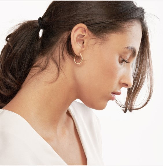 14K Yellow Gold 3mm x 20mm Polished Hoop Earrings - Available in Yellow, White, and Rose Gold