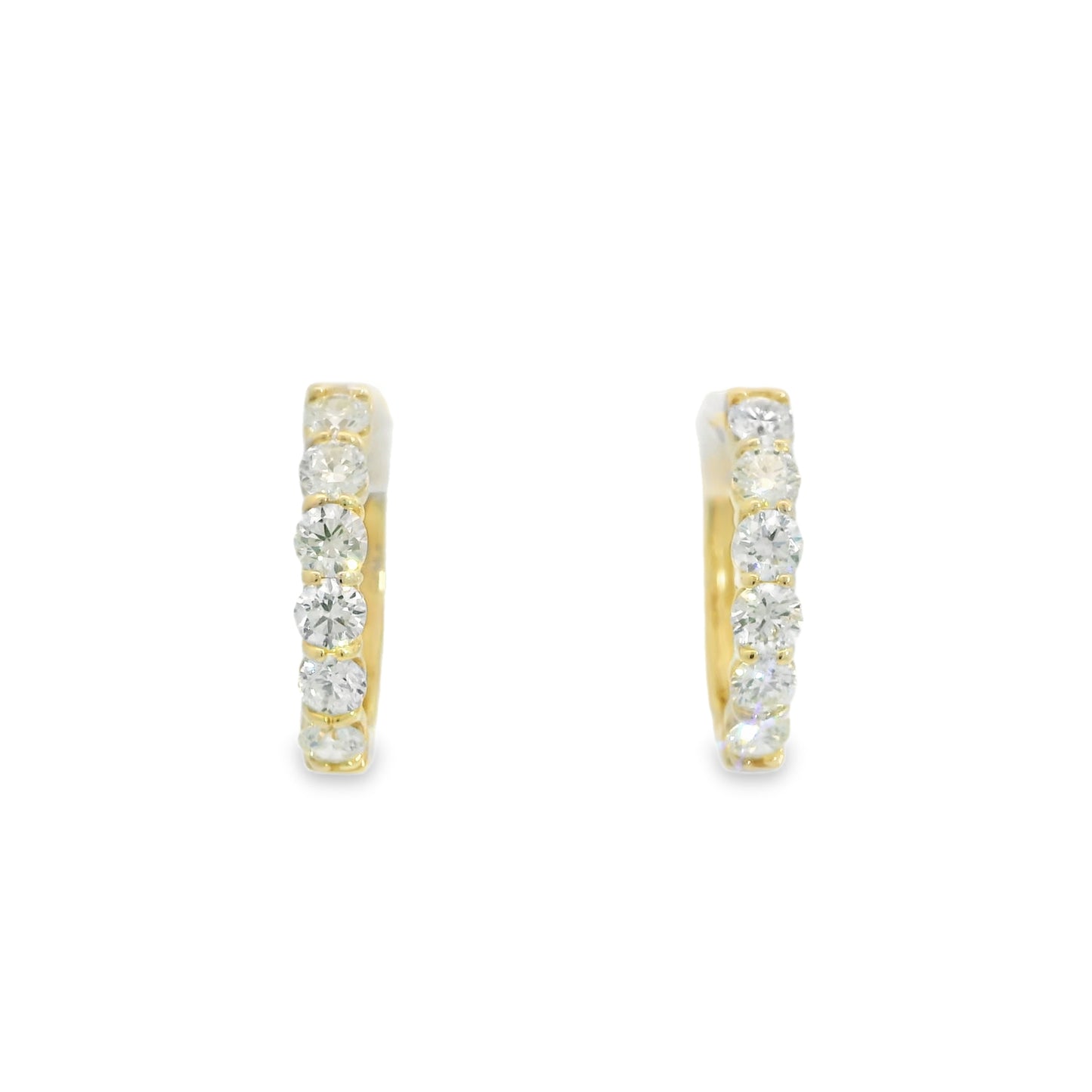 14K Yellow Gold Diamond Hinged Hoop Earrings