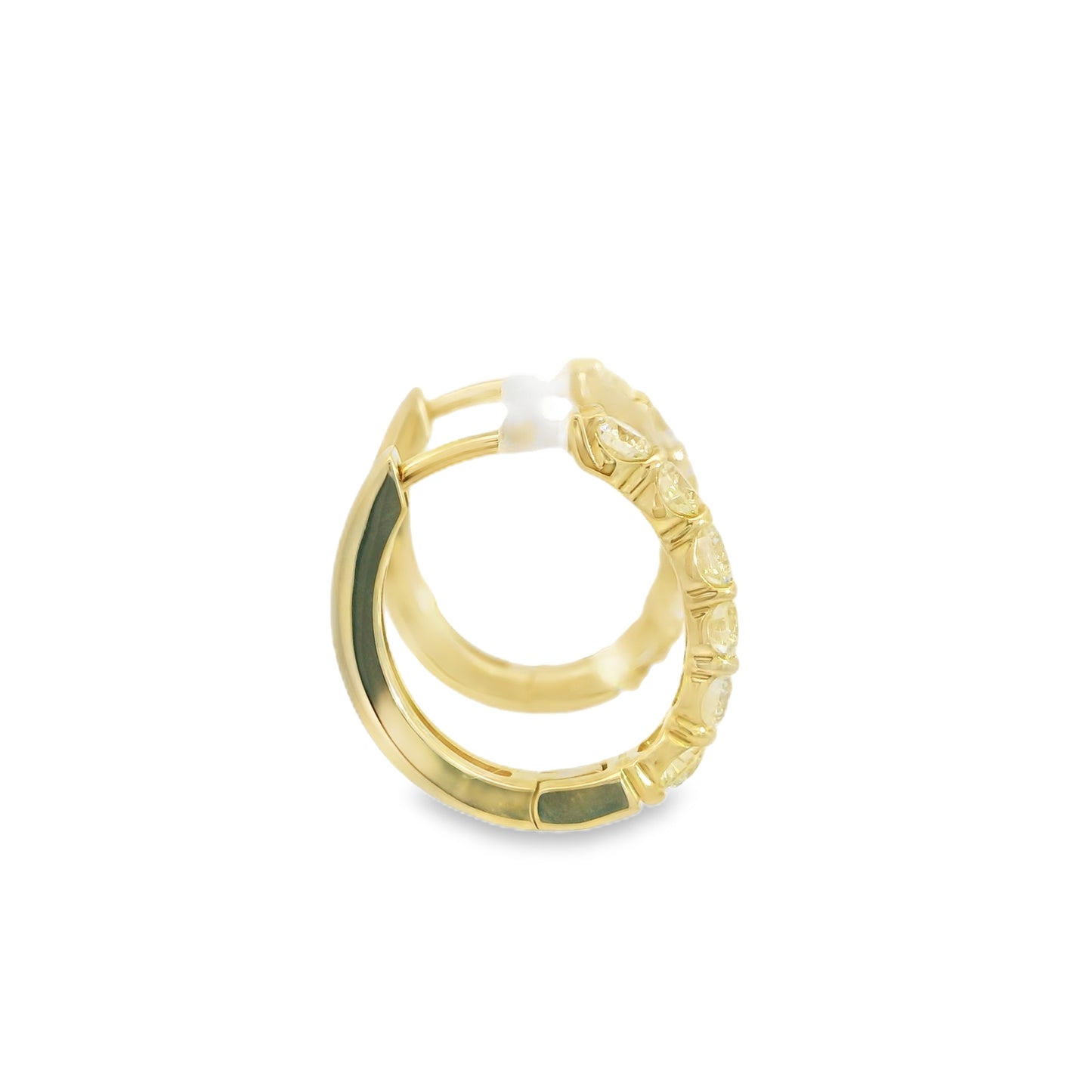 14K Yellow Gold Diamond Hinged Hoop Earrings