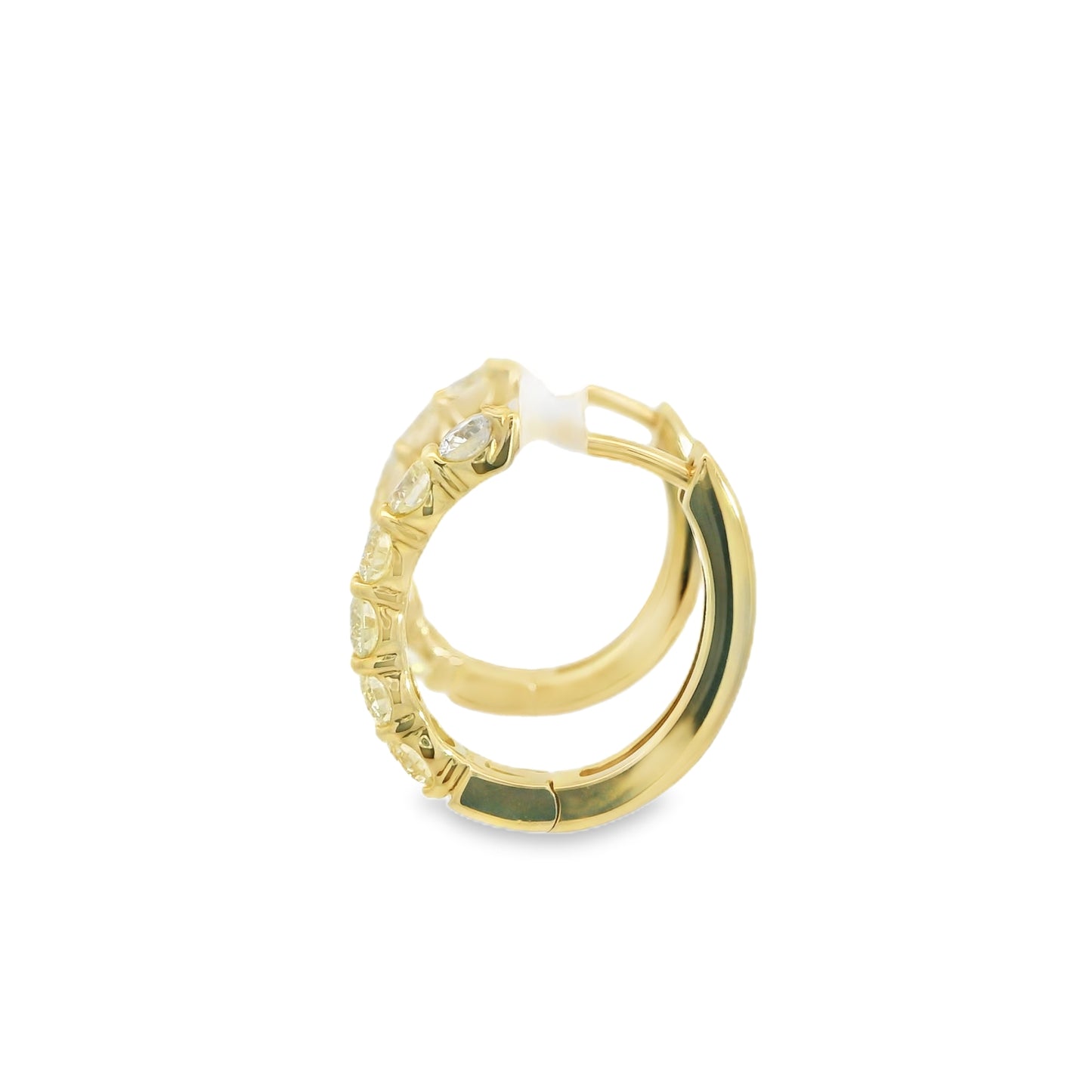 14K Yellow Gold Diamond Hinged Hoop Earrings